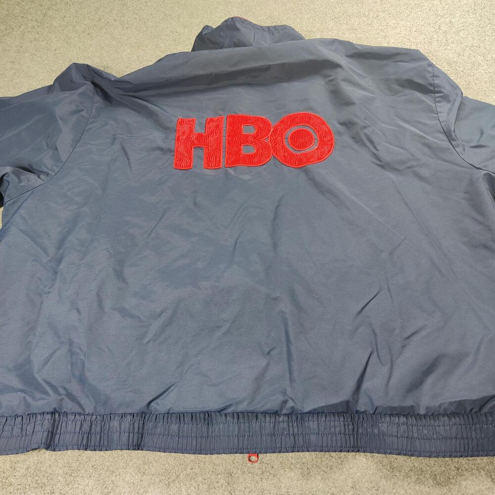 Vtg HBO Windbreaker Men XL Blue Made USA Full Zip Lined Boathouse Lightweight